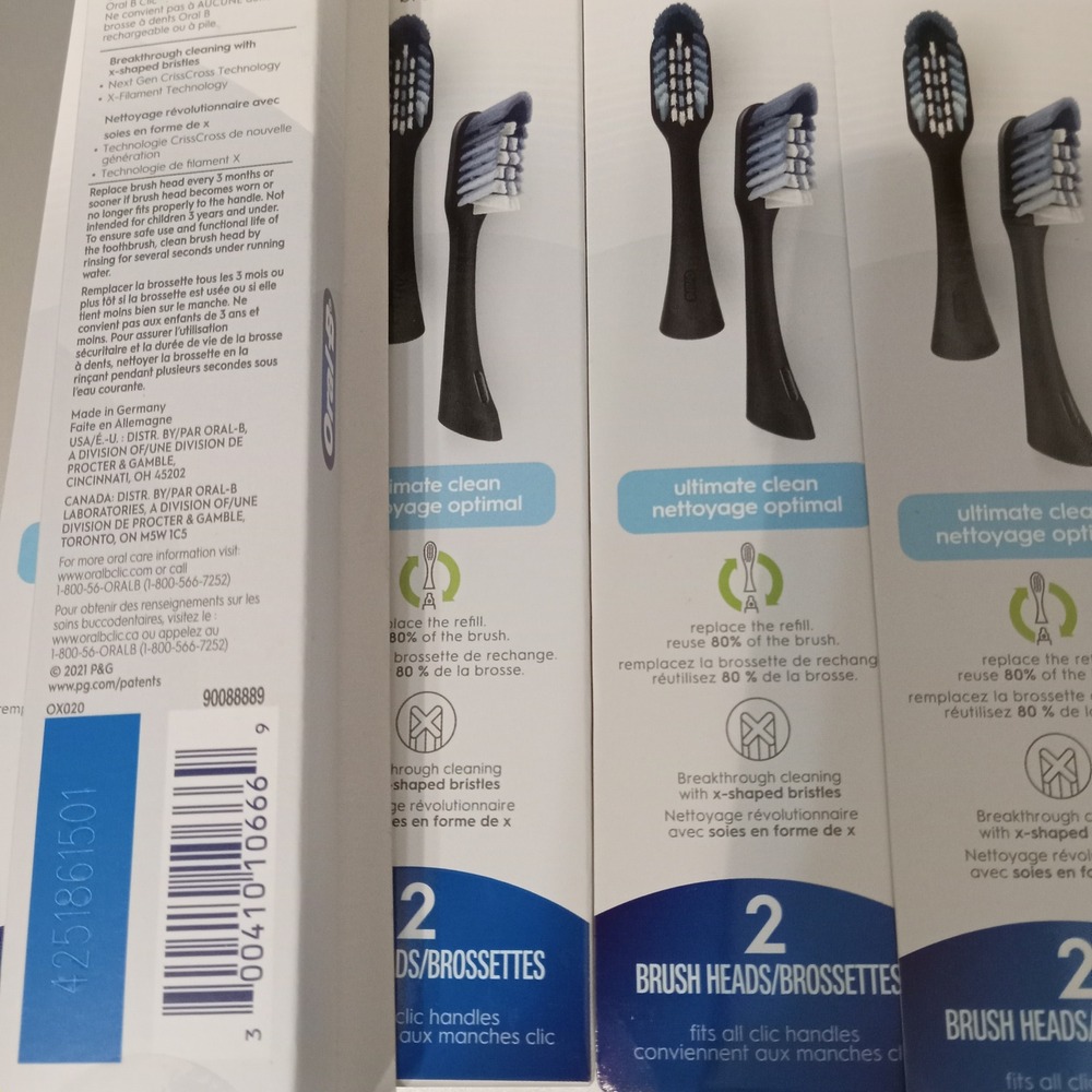 Oral-B Clic Ultimate Clean Replacement Brush Heads Lot-Black 2 Count- 10 Total